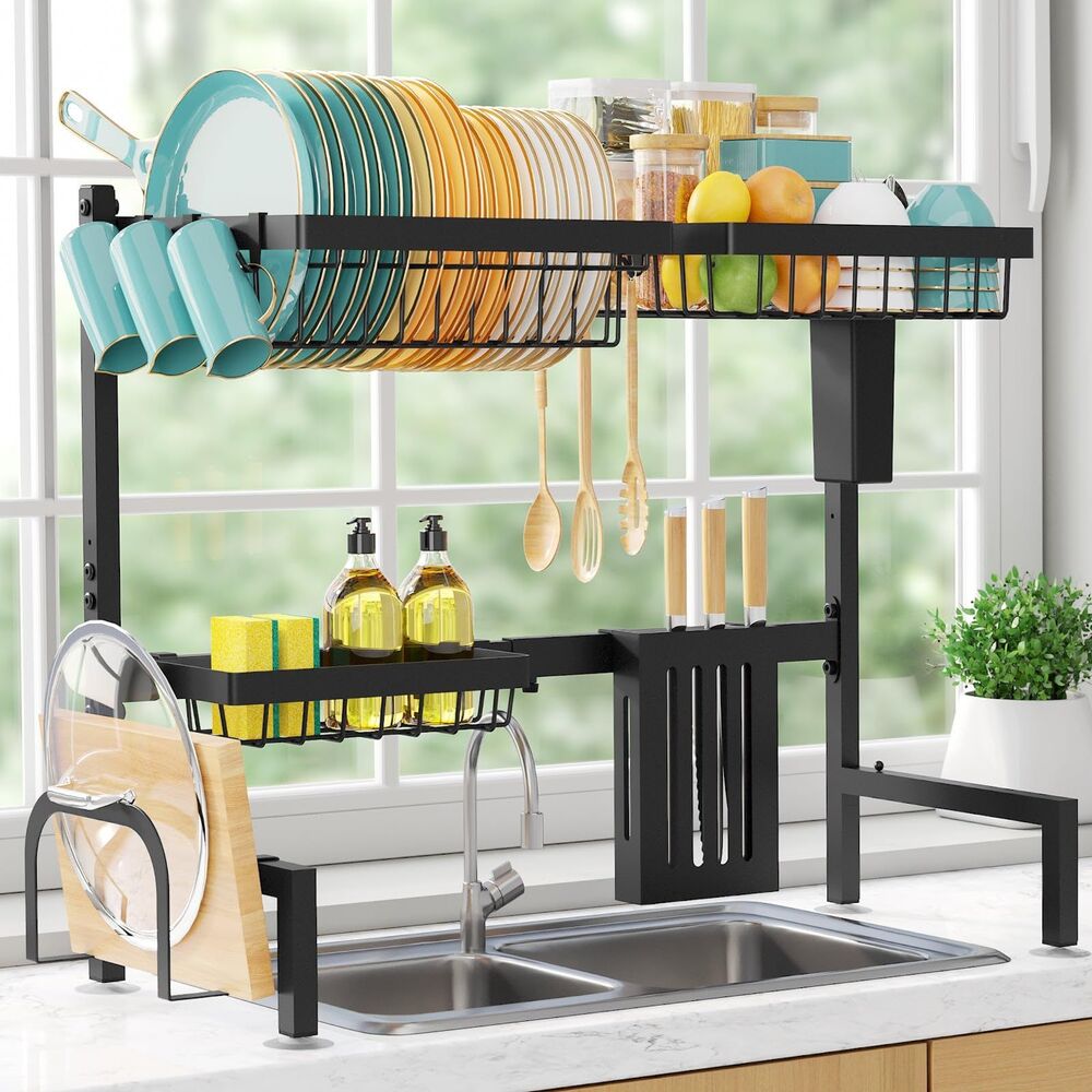 Adjustable 2-Tier Over the Sink Dish Drying Rack